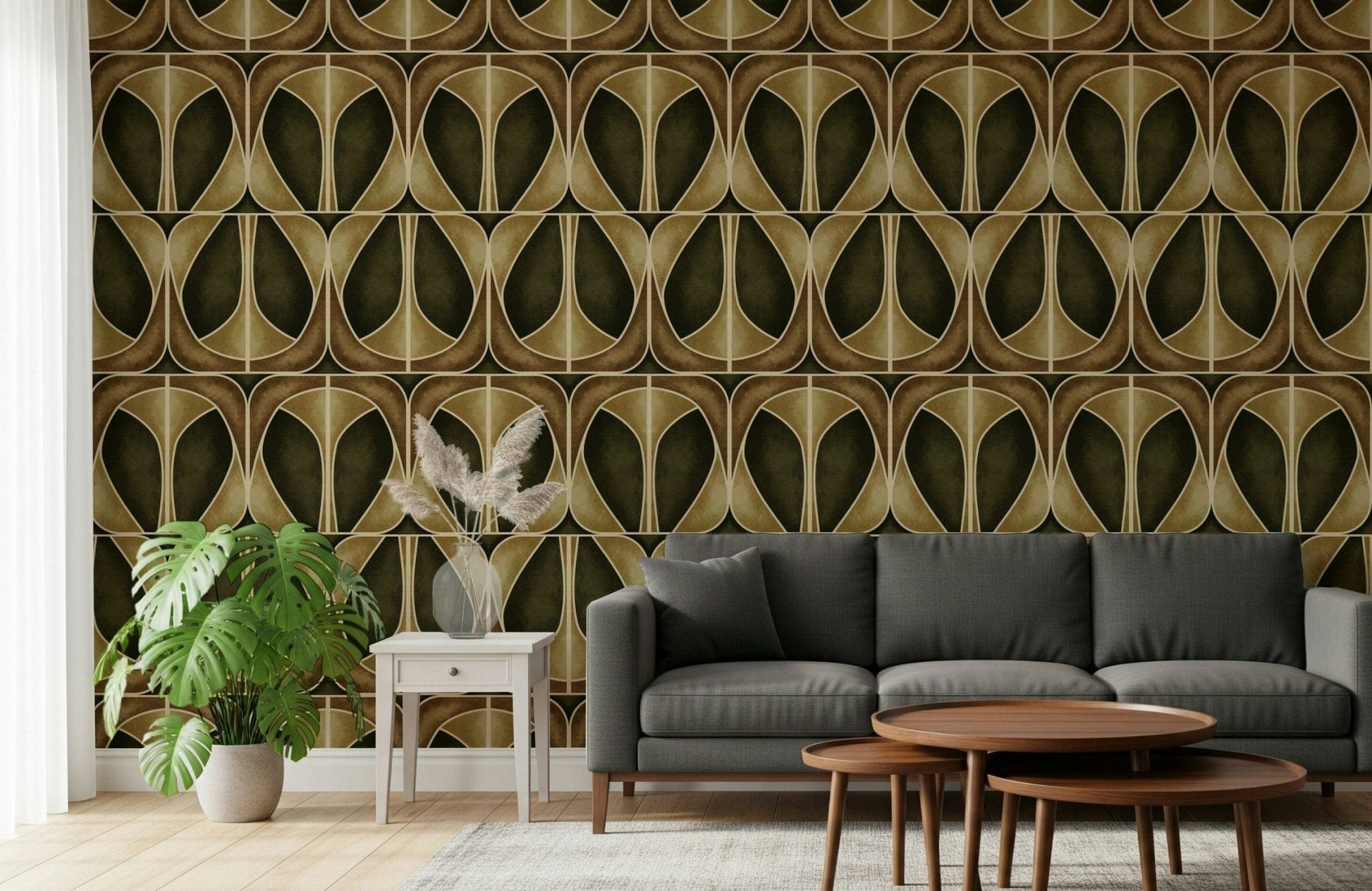 Sophisticated bronze tones Softy Dèco Geometries Gold Chic mural.