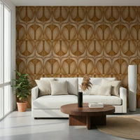 Minimalist Softy Dèco Geometries Warm Caramel mural wallpaper rich honey hues.