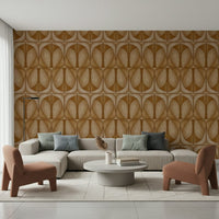 Warm Caramel Softy Dèco Geometries wallpaper mural vintage inspired interior decor.