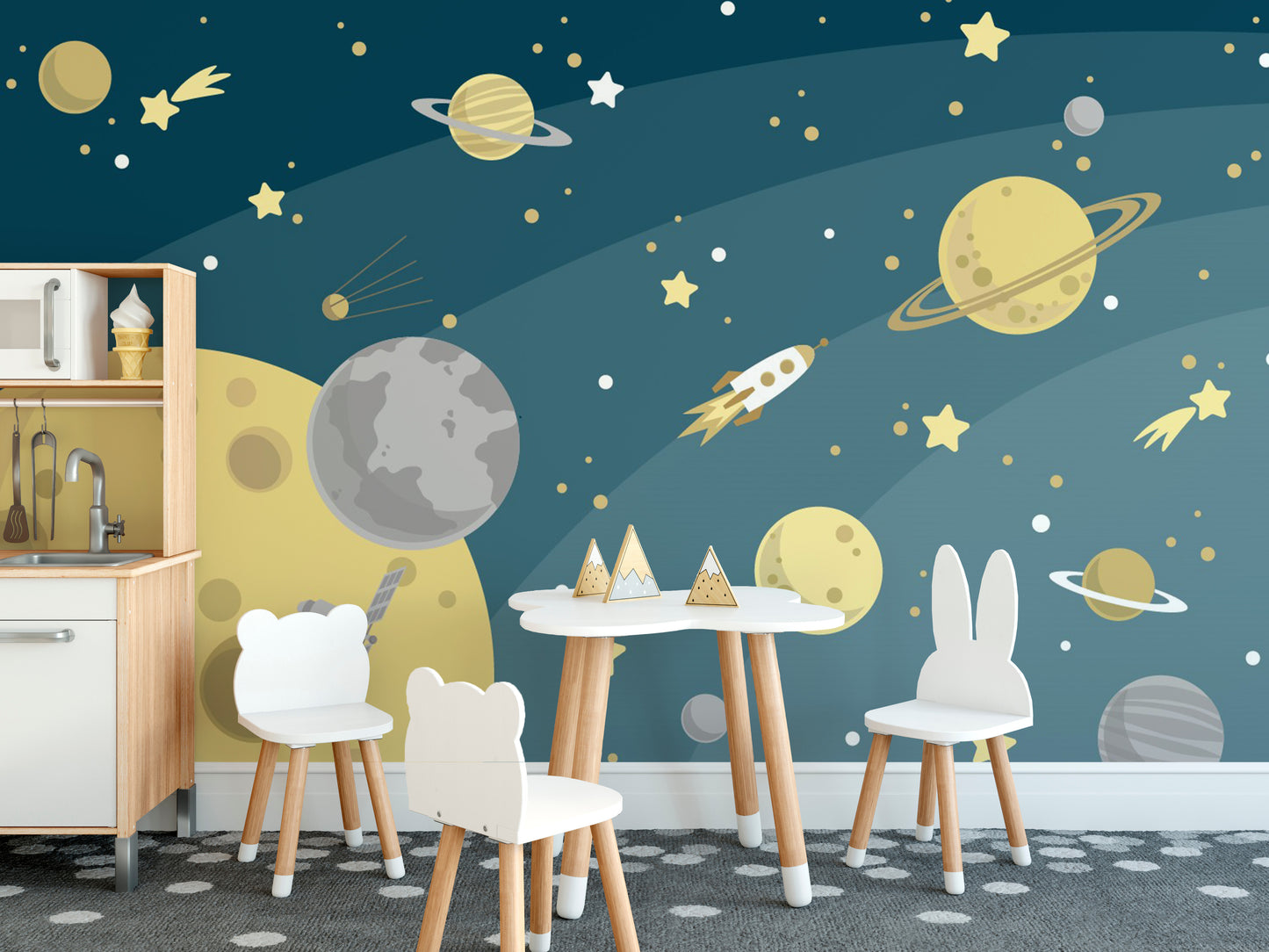 Vivid planets and stars wallpaper art
