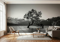 Solitary Woodland wall decor capturing quiet isolation of nature in grayscale.