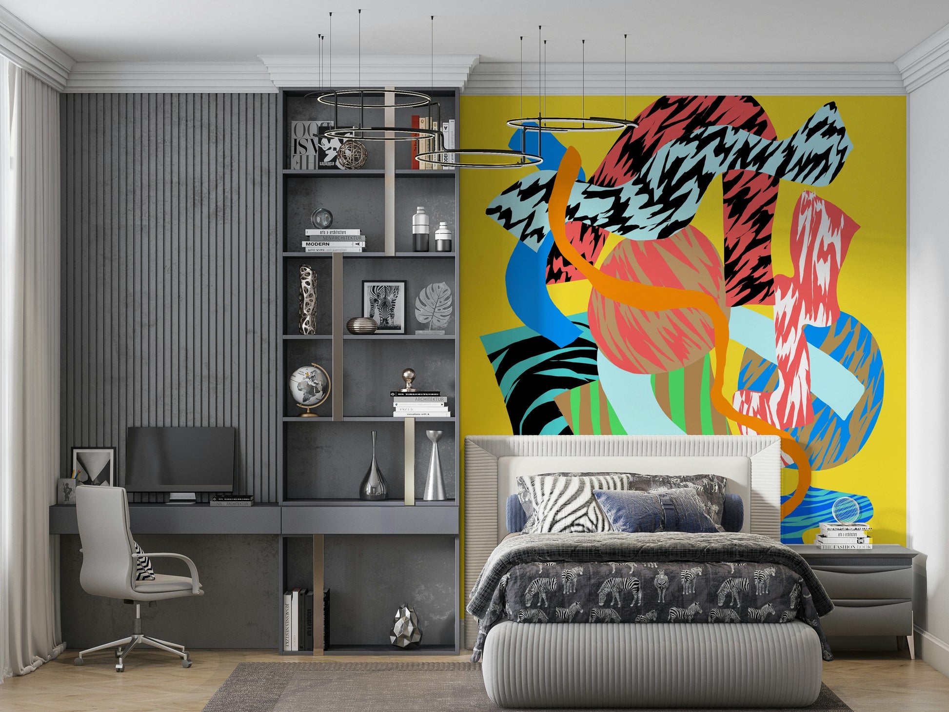 A serene subtle green wall mural for your decor.

