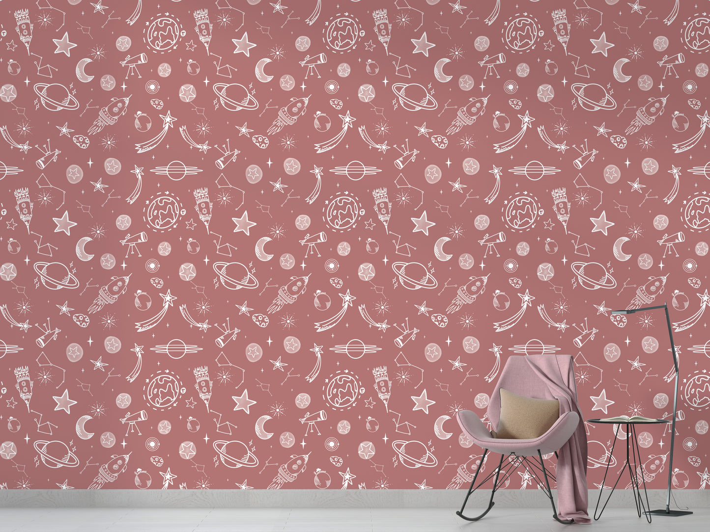 Space Voyage Rose Color Wallpaper for a cozy look
