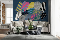 Galaxy Spaceship Wall Mural – Decorative mural showcasing a spacecraft navigating a colorful cosmic background.