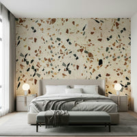 Warm neutral Terrazzo stone wallpaper, contemporary design choice.