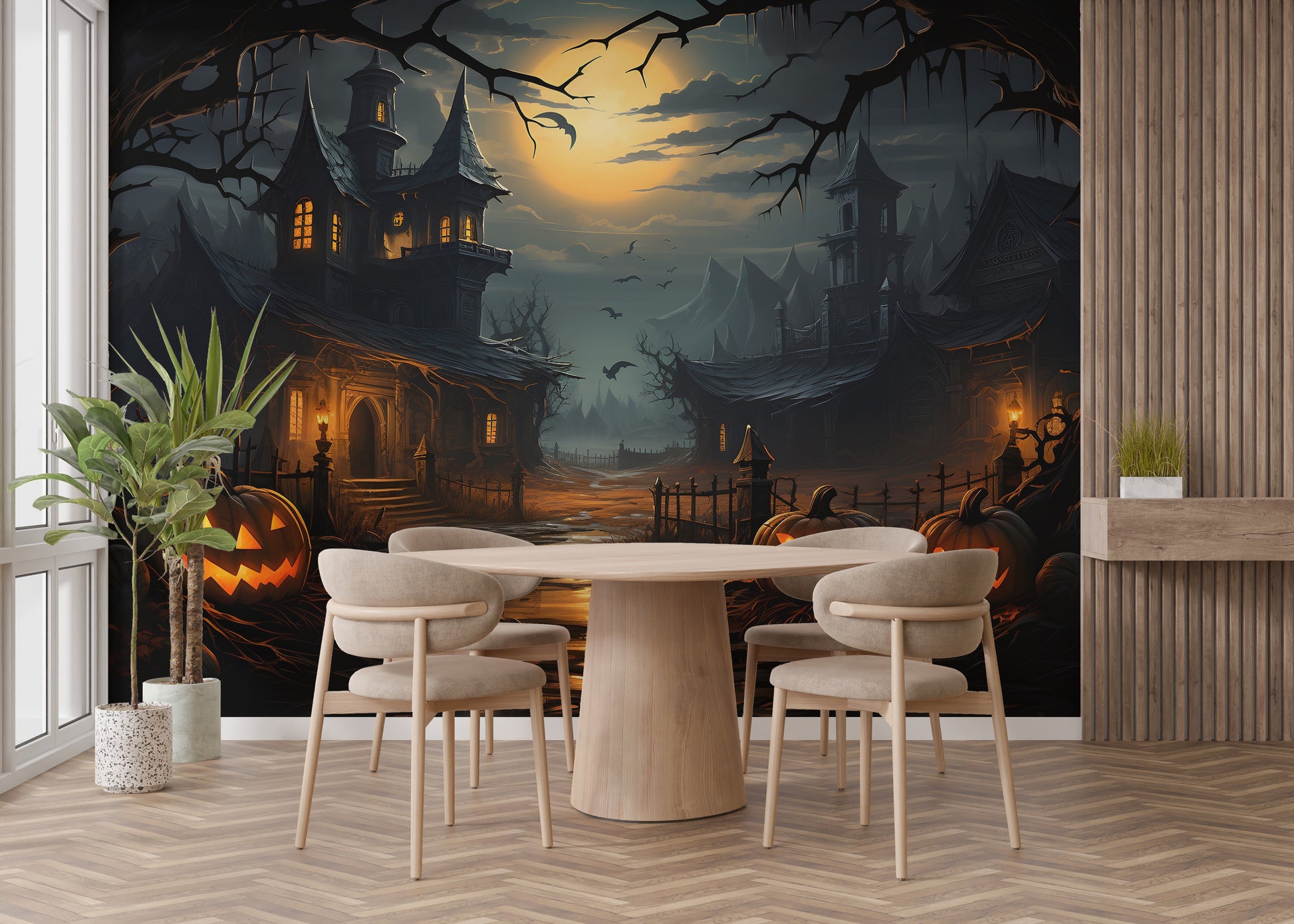 Spooky Haunted House haunted house wall covering.
