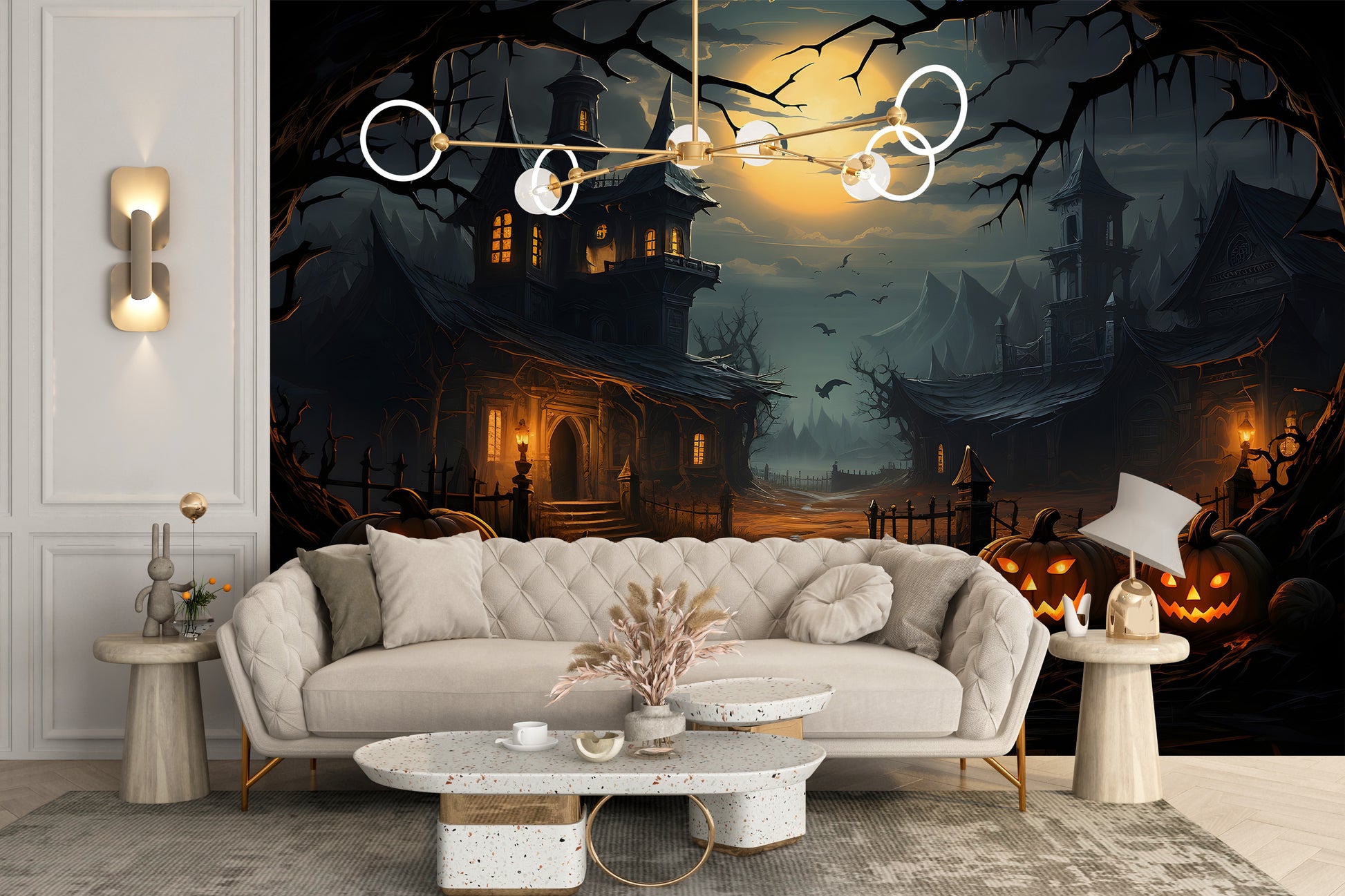 Dark Halloween wallpaper with eerie details.
