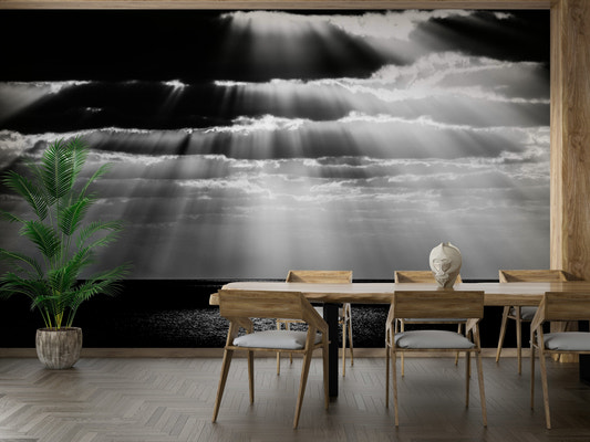 A graceful subtle polka dot wall mural in soft tones.

