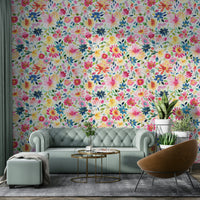 Nature-inspired wallpaper with vibrant zinnia flowers and fresh green foliage.


