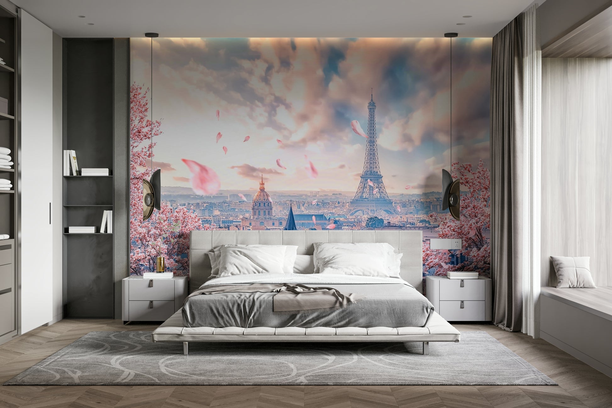 Springtime skyline of Paris with Eiffel view

