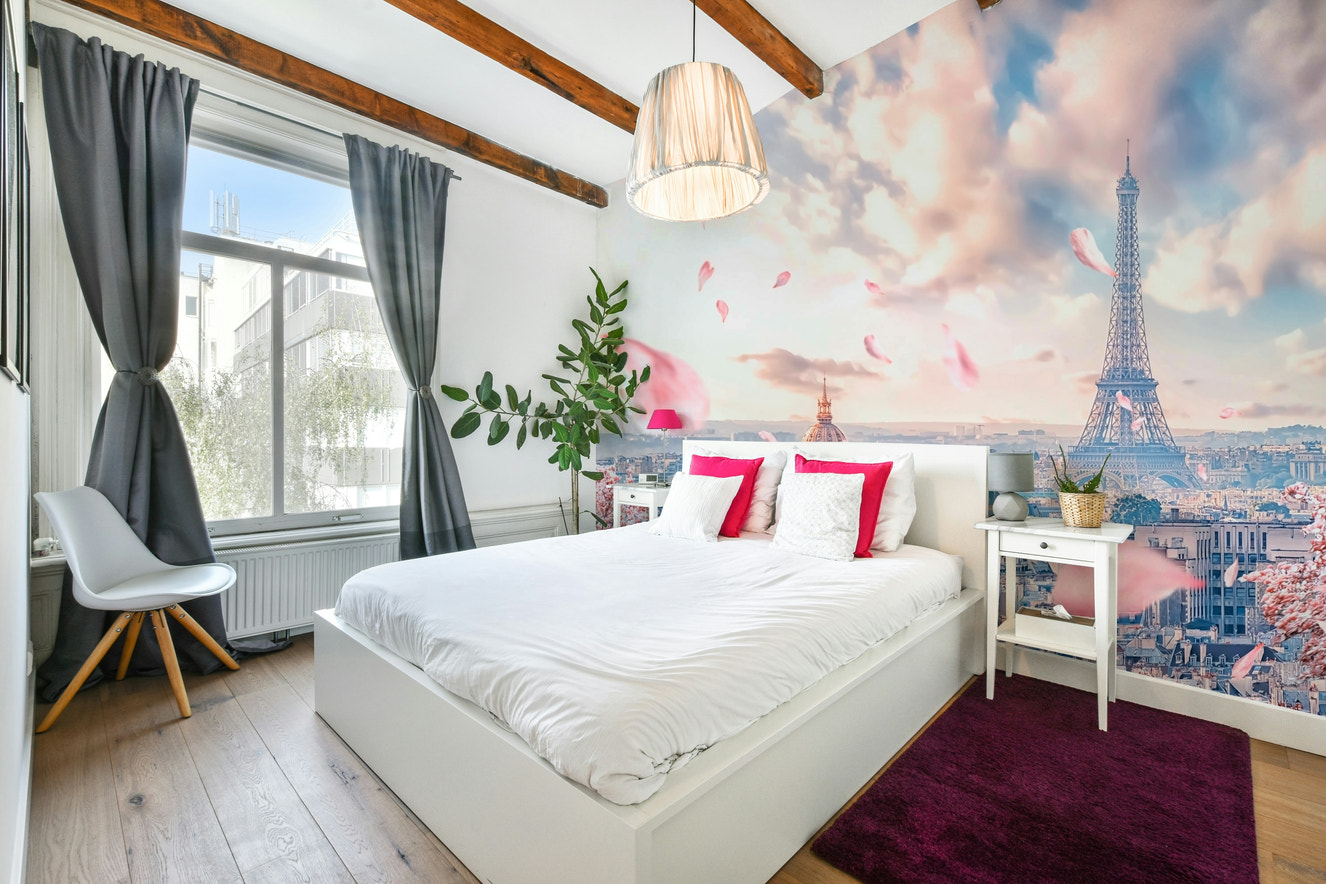 Cherry blossom season in Paris cityscape

