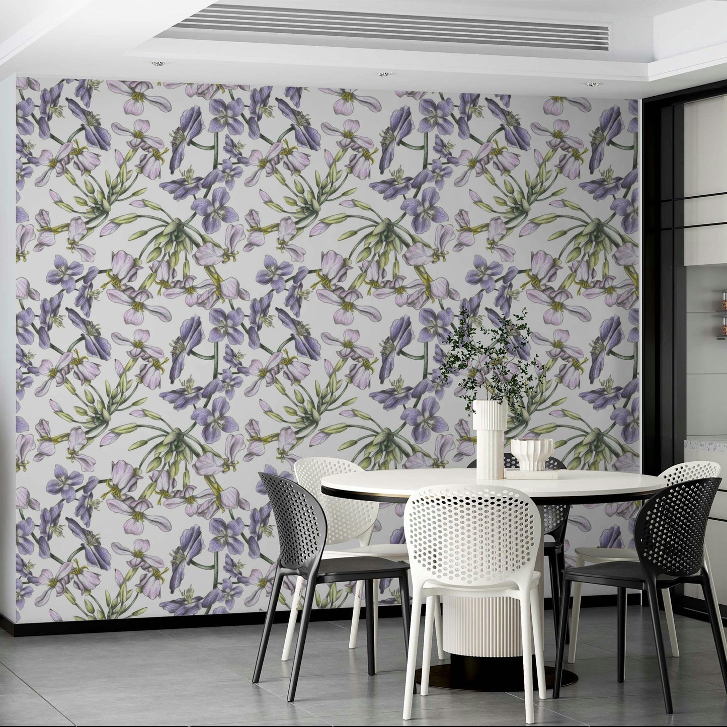 Vintage floral wallpaper mural

