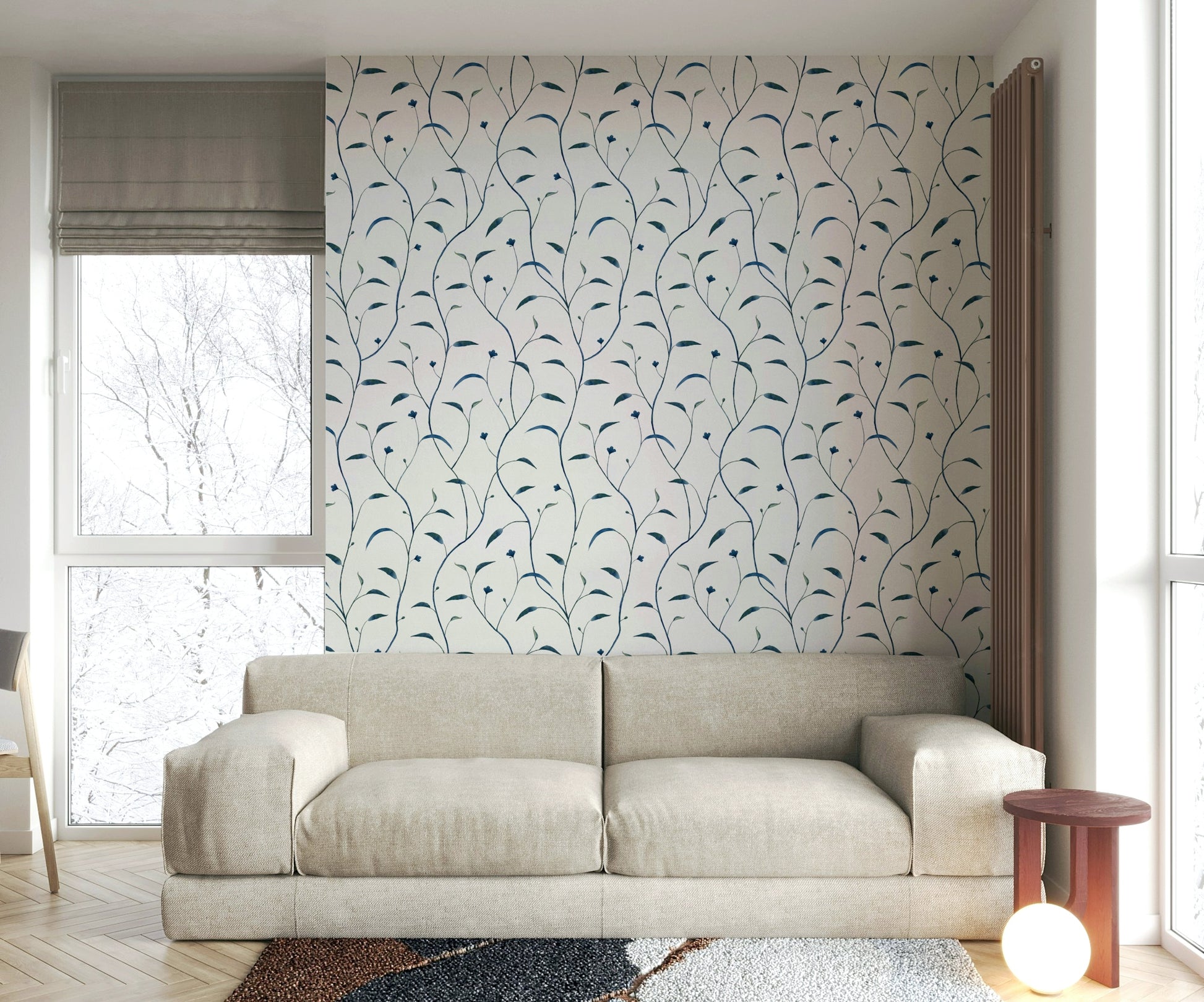 Calm vine wallpaper for restful interiors

