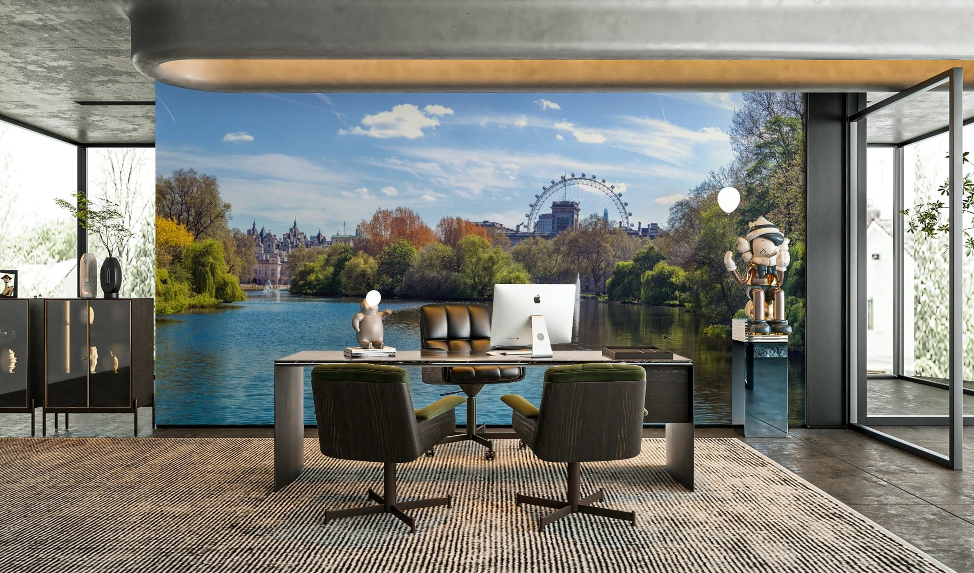 The image shows a serene view of St. James Park in London.

