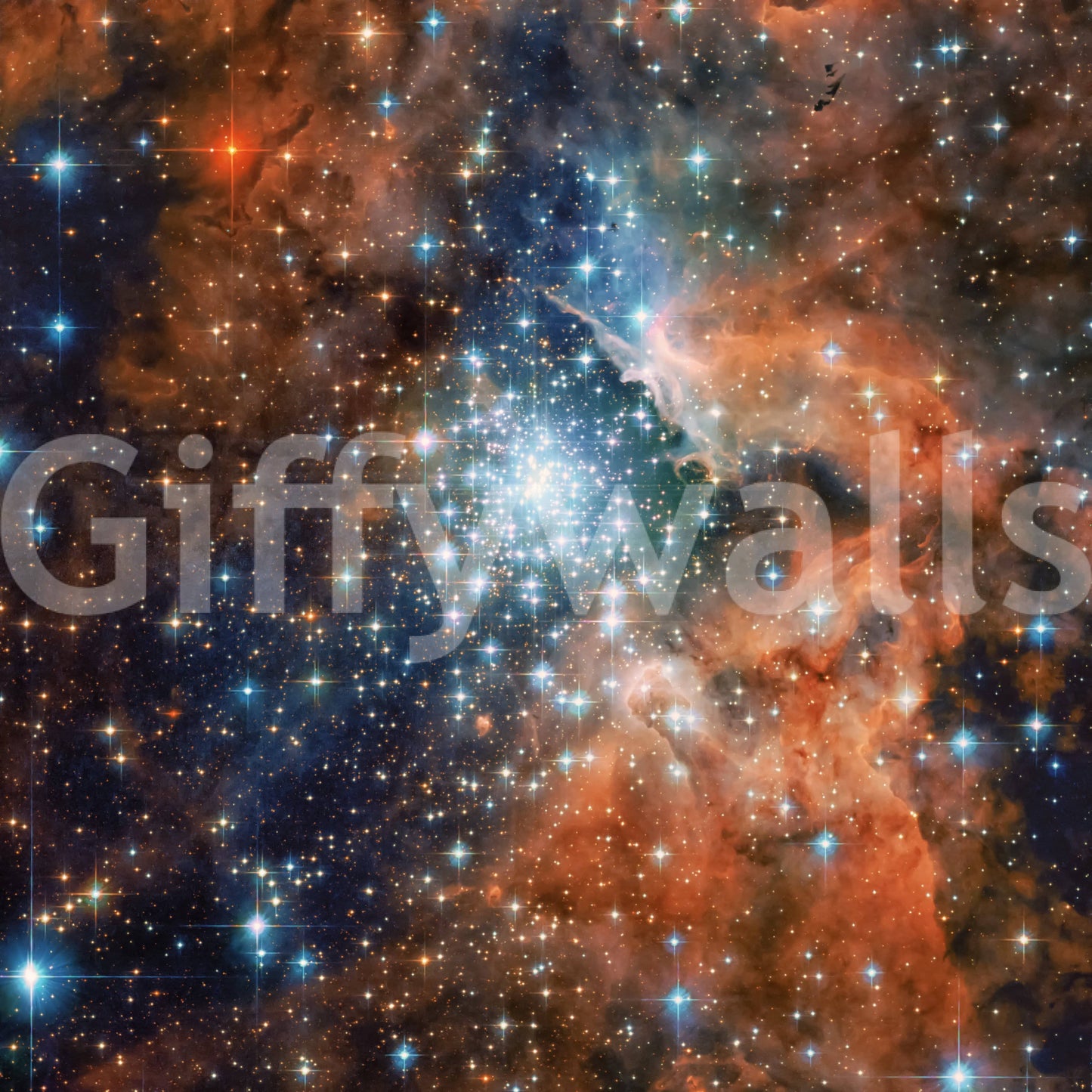 Sophisticated celestial pattern for a guest room wall decor project.