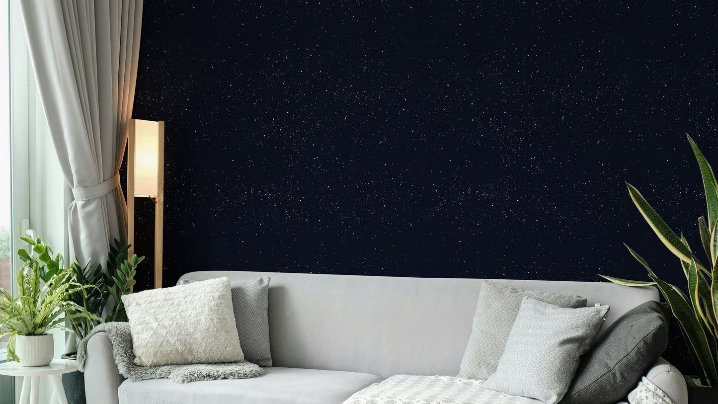 Galaxy Background Wallpaper on a bedroom wall

