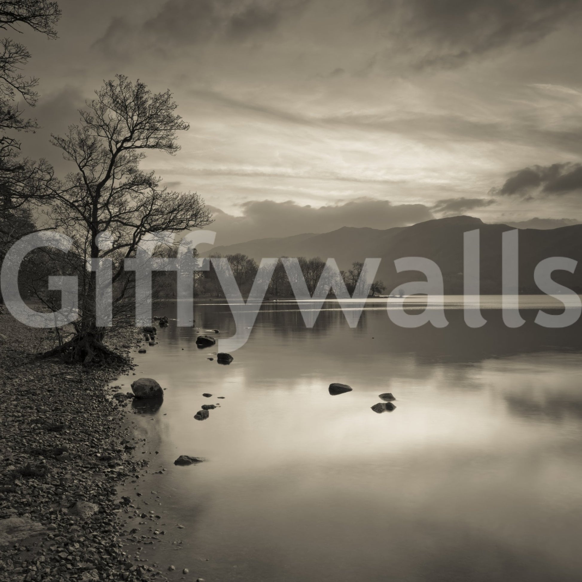 Still Lake at Dusk Wall Mural