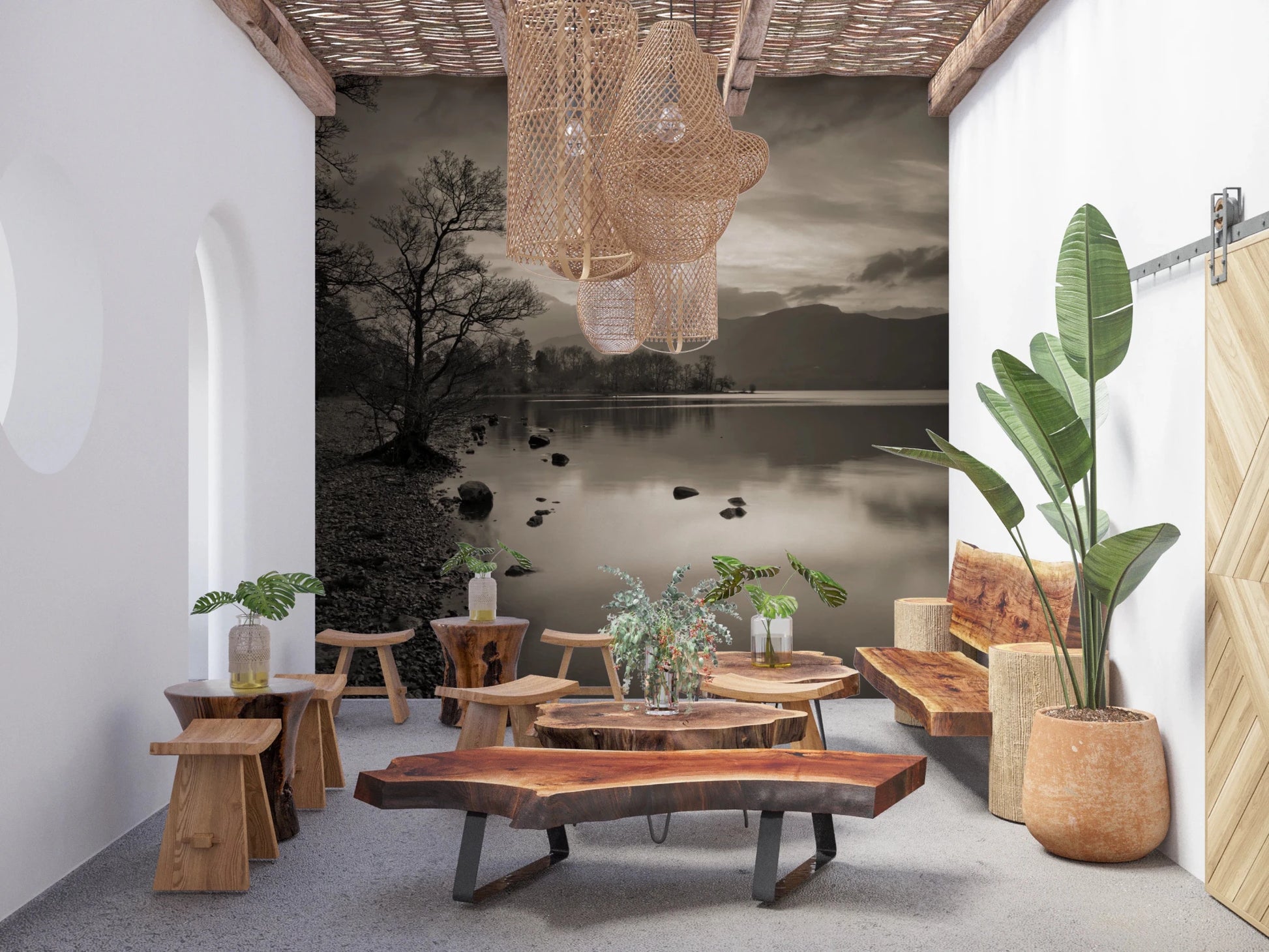 Still Lake at Dusk Wall Mural