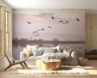 Still Waters, Flying Cranes Wall Mural