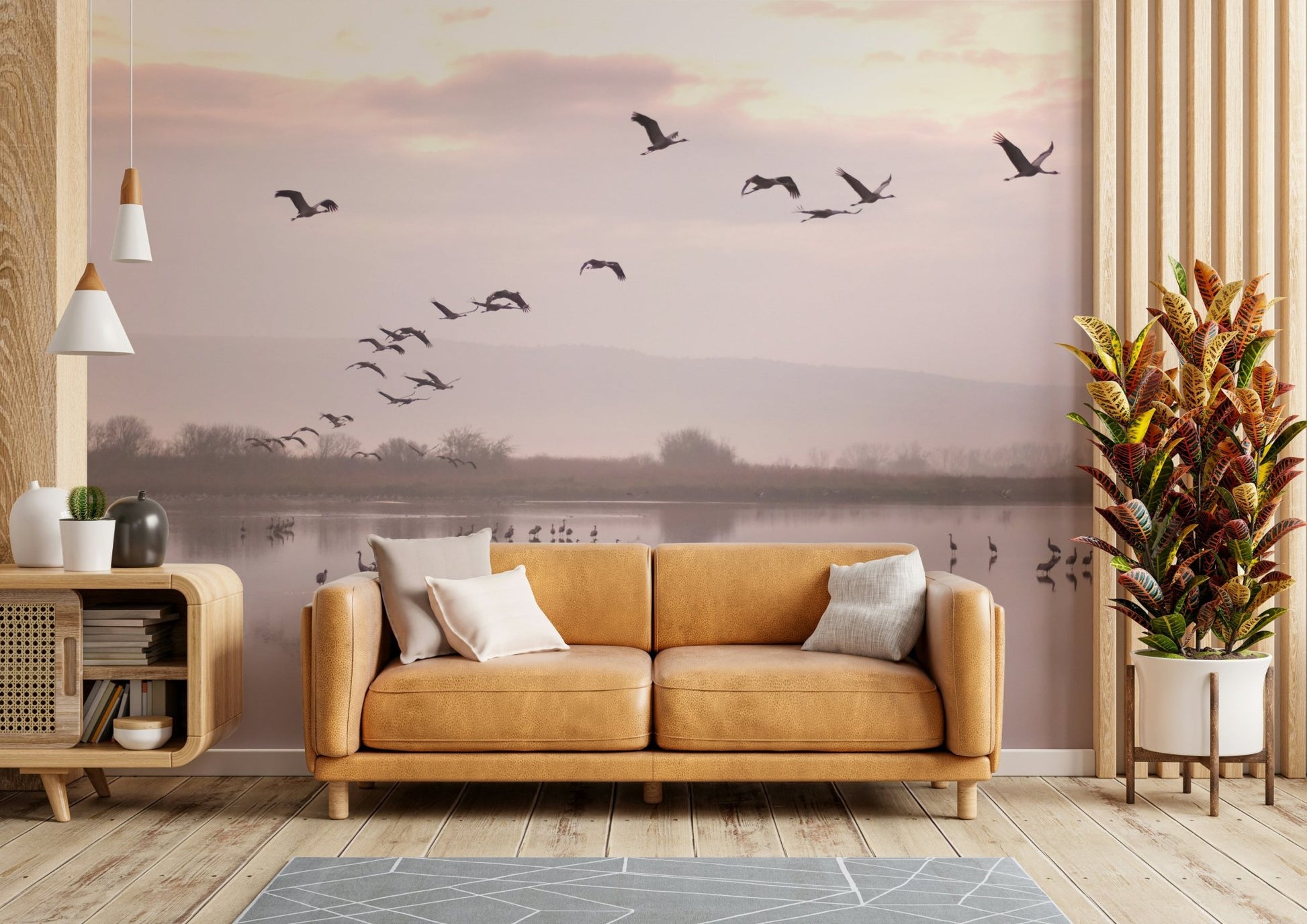A breathtaking and serene wall mural.
