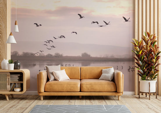 A breathtaking and serene wall mural.
