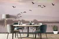 Still Waters, Flying Cranes Wall Mural