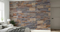 Wall mural with stone cladding patterns for a modern rustic interior
