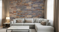 Nature-inspired mural with textured stone surfaces for a rugged look