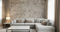 Earth-toned mosaic stone wallpaper mural adding texture and character to living spaces or offices.
