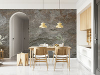 Textured wall mural with subtle stone patterns creating a calm and elegant accent wall.