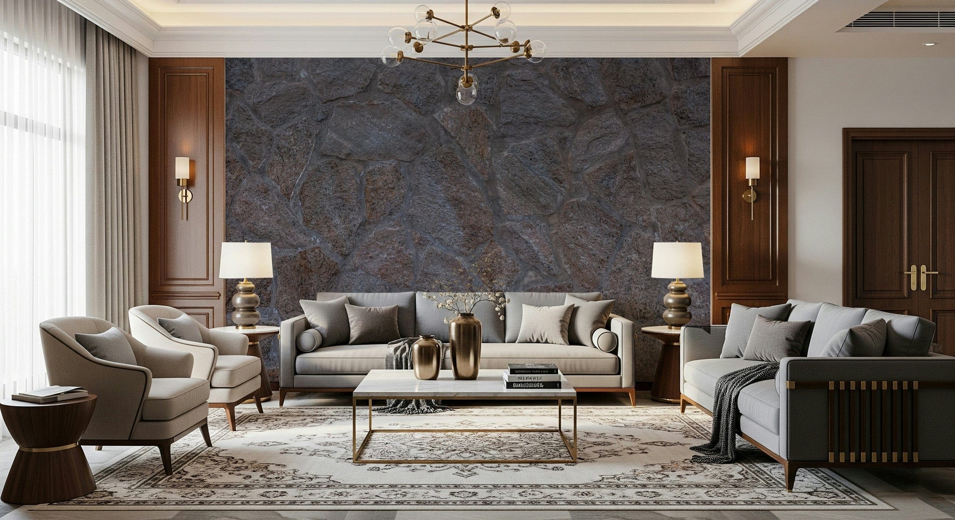 A classic stone texture wallpaper for walls.

