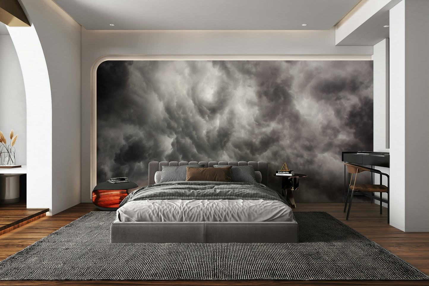 A beautiful powerful sky wall mural for a living room.

