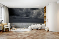 A tranquil ocean scene wall mural for nautical decor.

