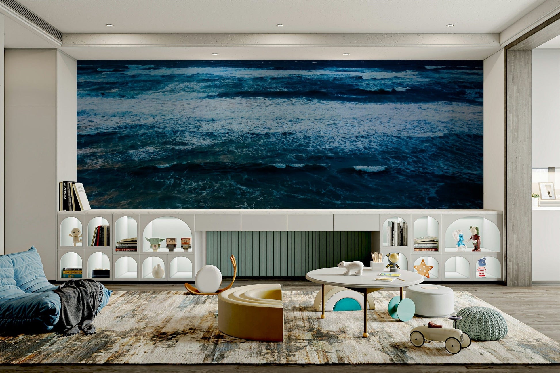 An artistic nature seascape mural for home decor.

