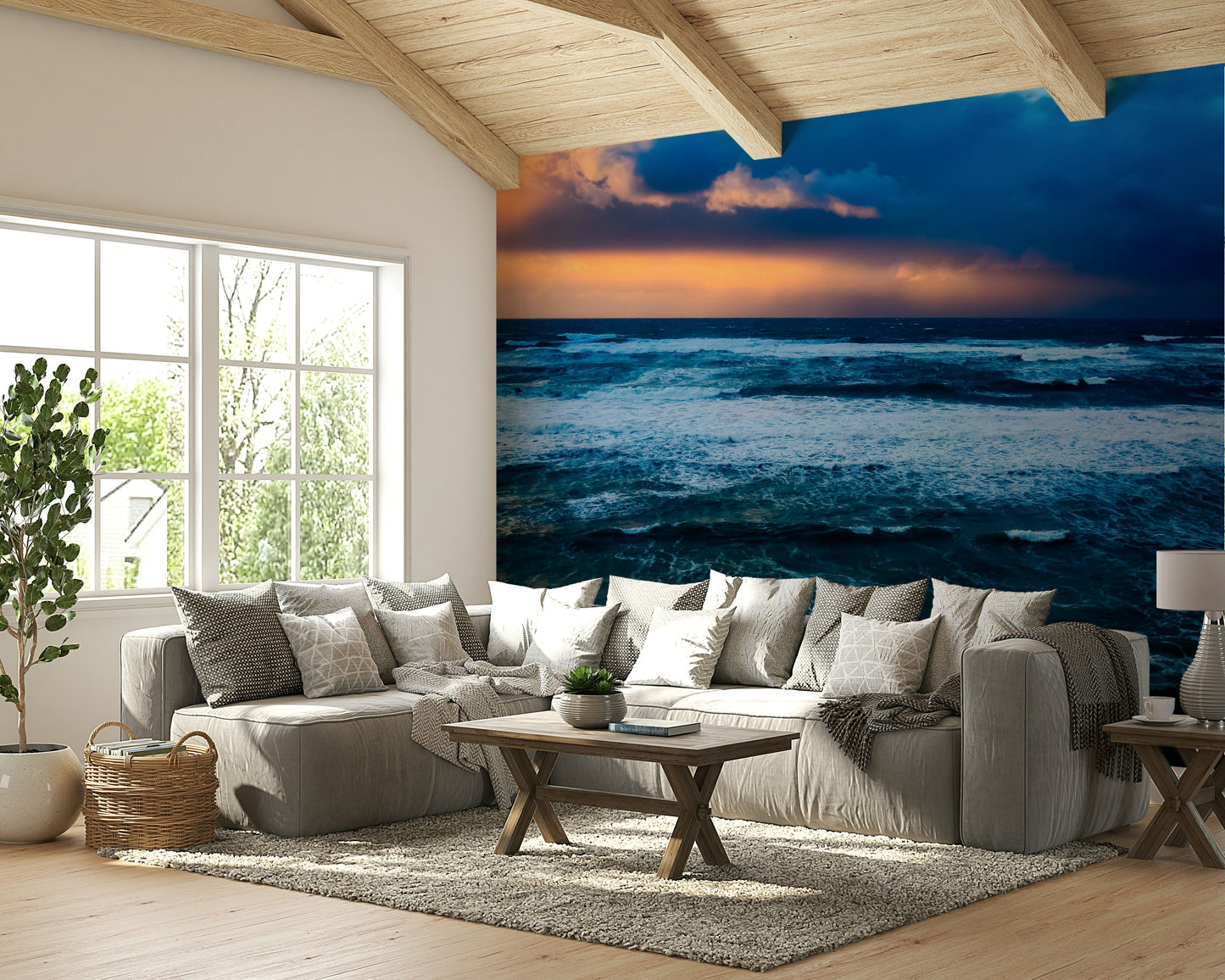 A contemplative stormy sky wallpaper mural for a feature wall.


