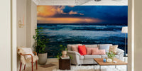 A beautiful stormy ocean wallpaper mural for a dramatic room.

