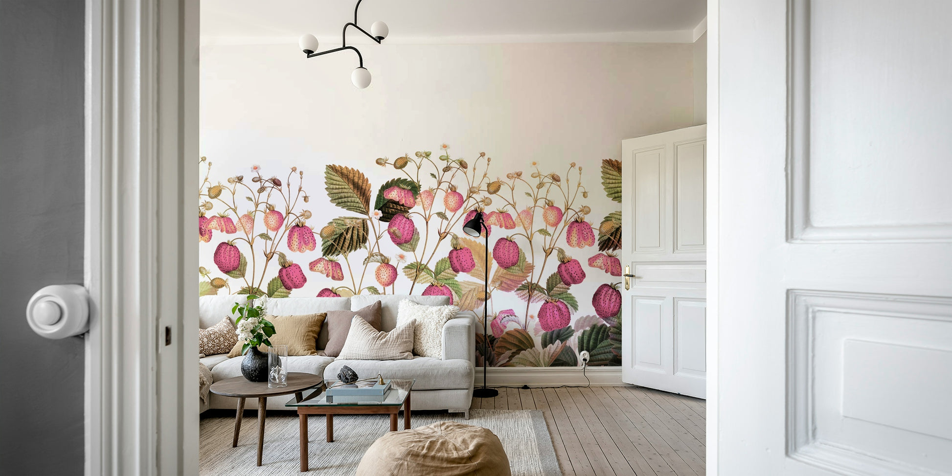 Nature-inspired mural wallpaper for dining rooms

