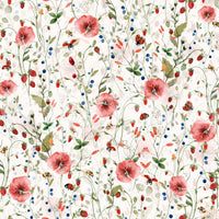 Lovely Watercolor Strawberry Flower Meadow rustic cottage styling.