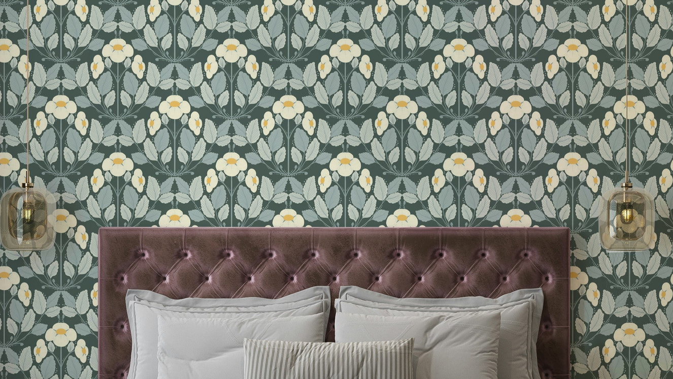 Strawberry Folk Forest Night wallpaper in deep tones

