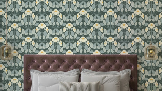 Strawberry Folk Forest Night wallpaper in deep tones

