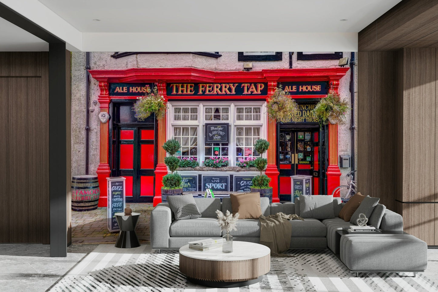 The Ferry Tap Ale House mural capturing street cafe charm

