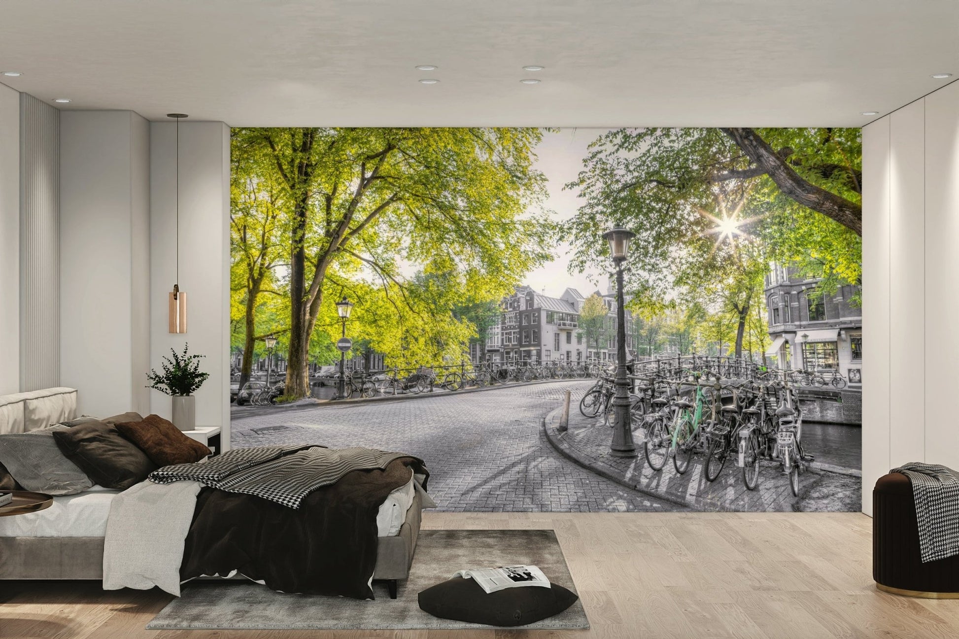 A large-scale cityscape photography print.

