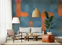Geometric street lamp wall mural design