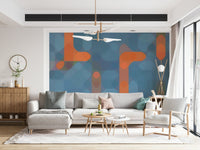 Stylized streetlights wall mural in blue