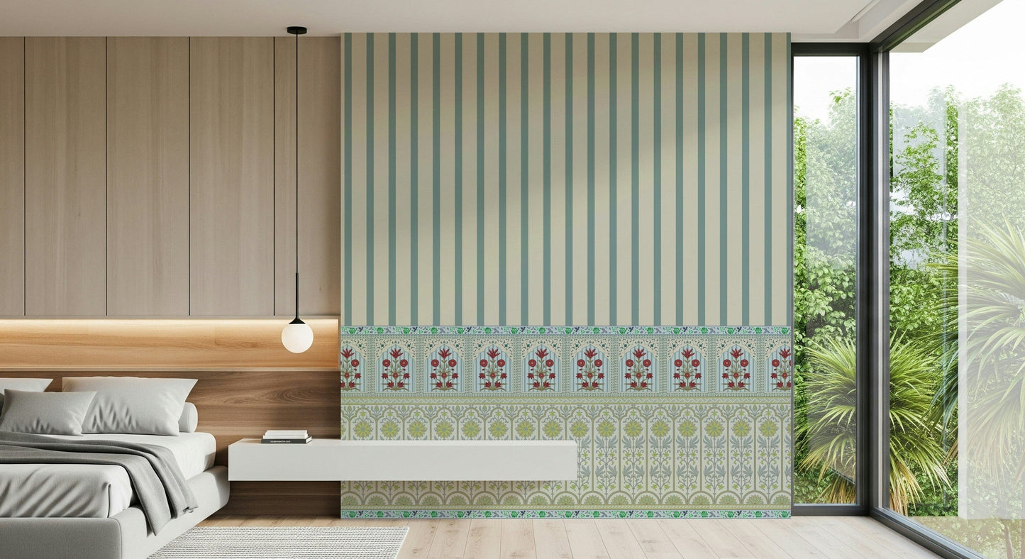 Vertical floral design for an entry-way wall mural project.