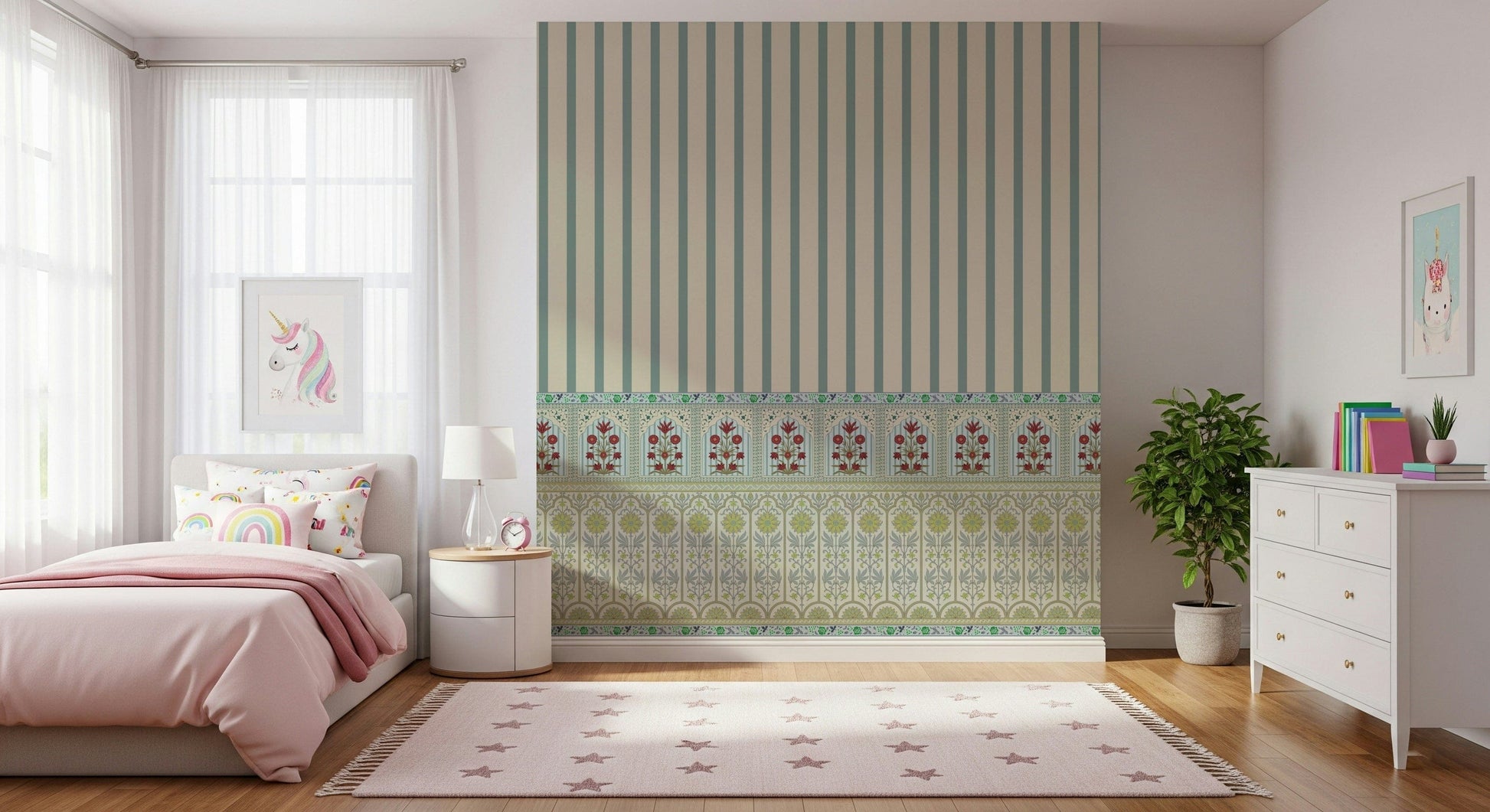 Minimalist leaf patterns for a clean and fresh lounge room.