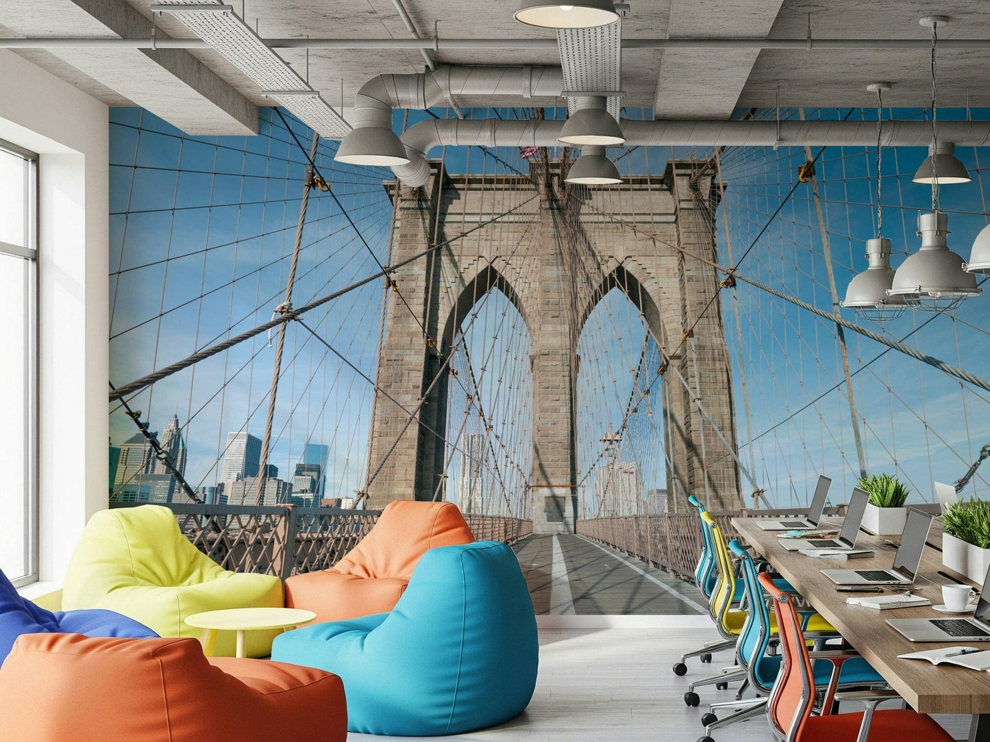 Strolling Across the Brooklyn Bridge Wall Mural