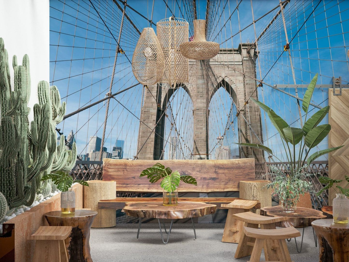 Strolling Across the Brooklyn Bridge Wall Mural