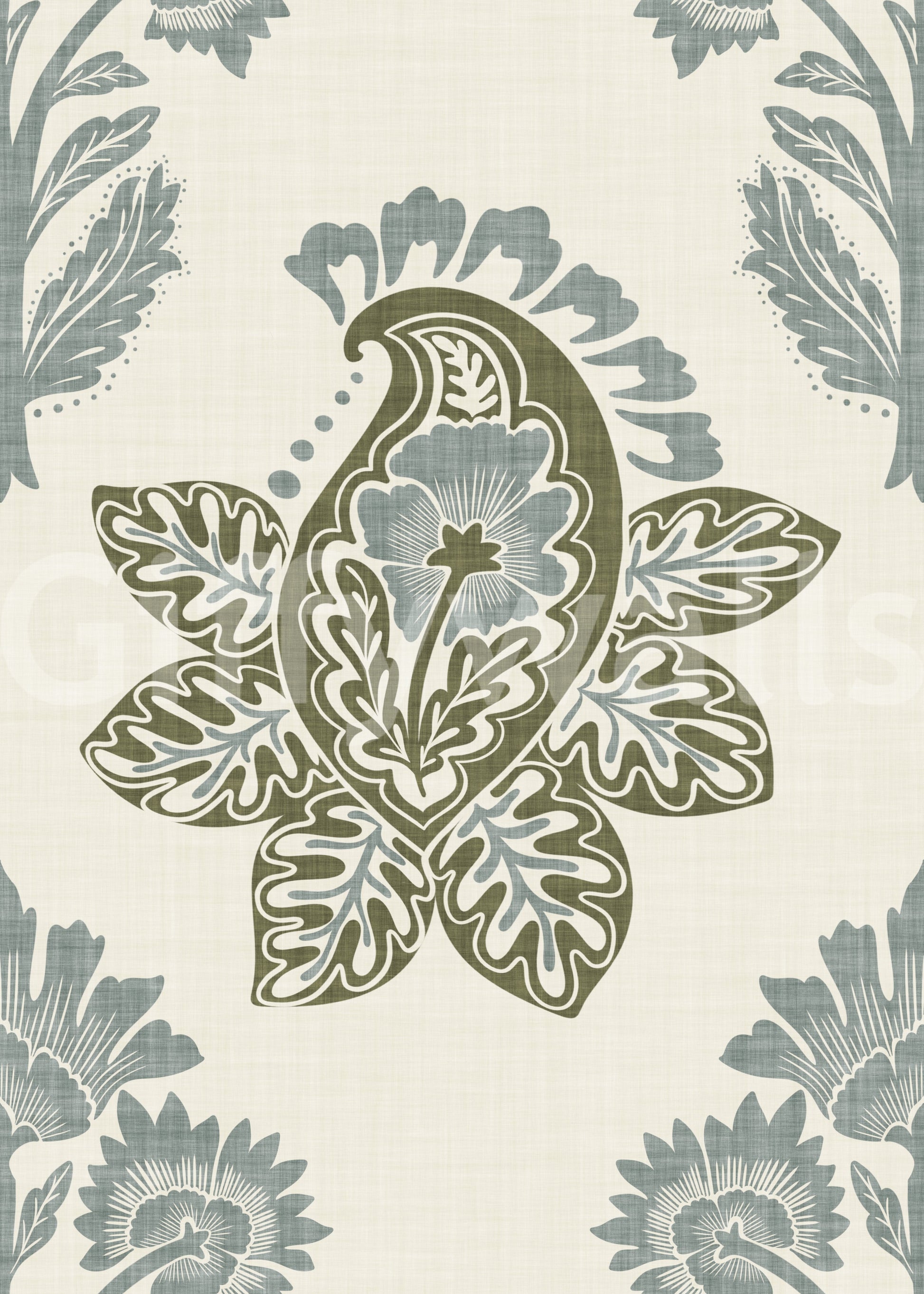 Calm wallpaper featuring leafy paisley style

