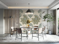 Neutral wallpaper with subtle paisley shapes

